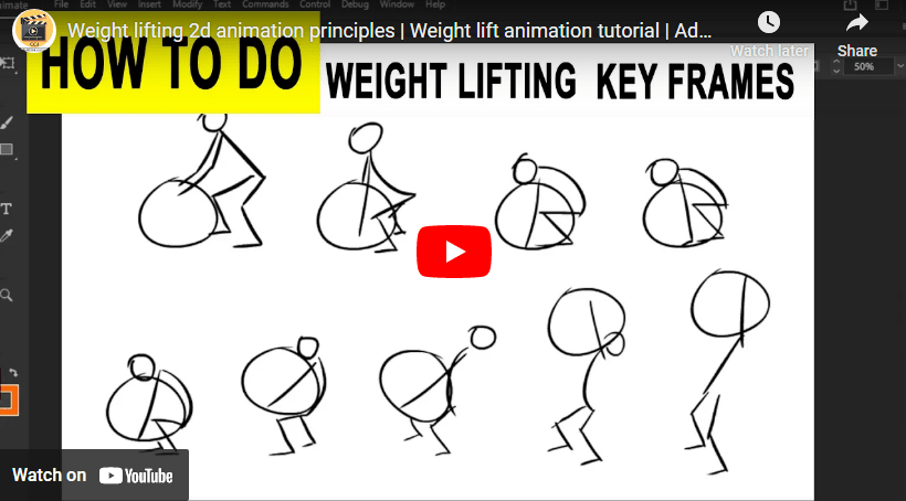 ️ Weight lifting 2d animation principles tutorials Adobe animate cc