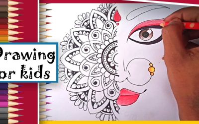 Drawing girl face easy step by step | how to draw Maa Lakshmi / Durga