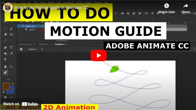 ️ How to Motion guide in Adobe Animate CC Beginners Tutorials