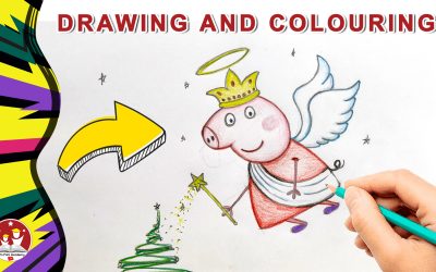 Peppa pig Christmas Drawing | learn how to draw little angel peppa pig drawing easy step by step