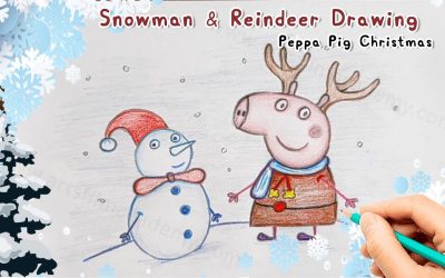 Snowman Reindeer Christmas drawing tutorial easy step by step for kids