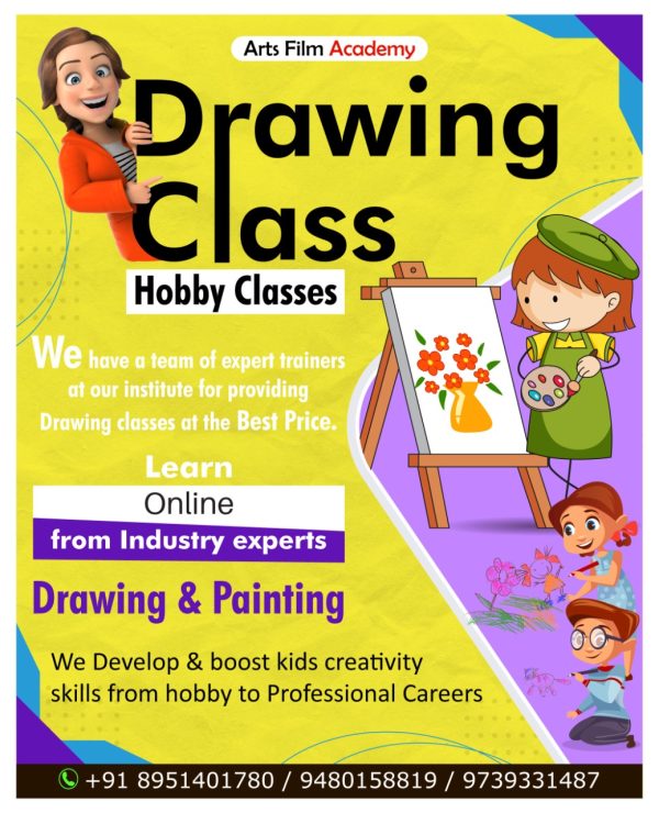 Portrait template of painting classes for kids and adults